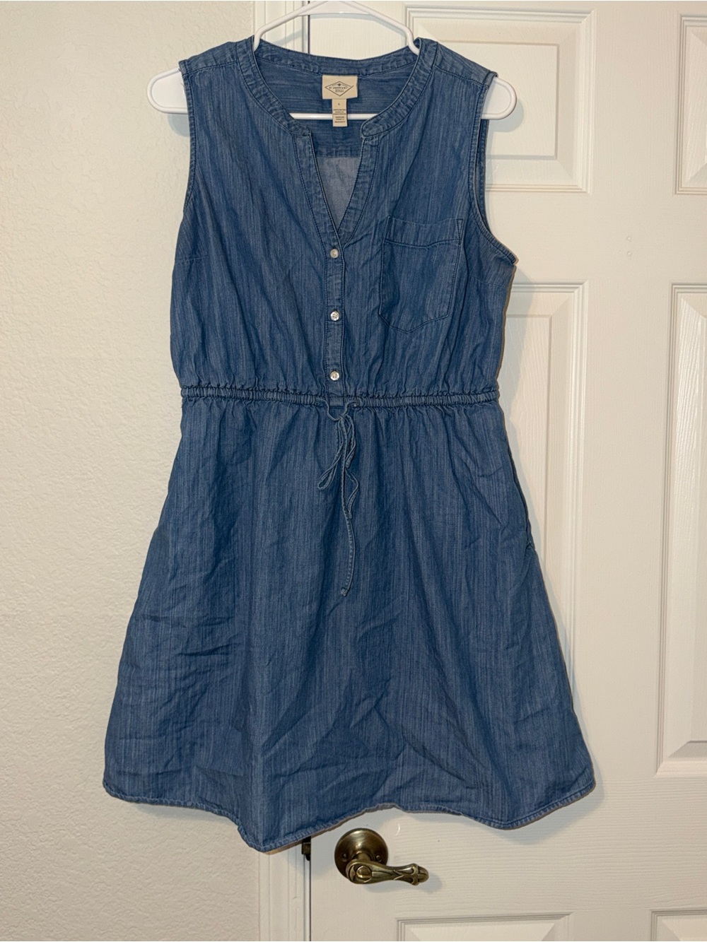 St. John’s Bay Sleeveless Denim Drawstring Dress - Blue